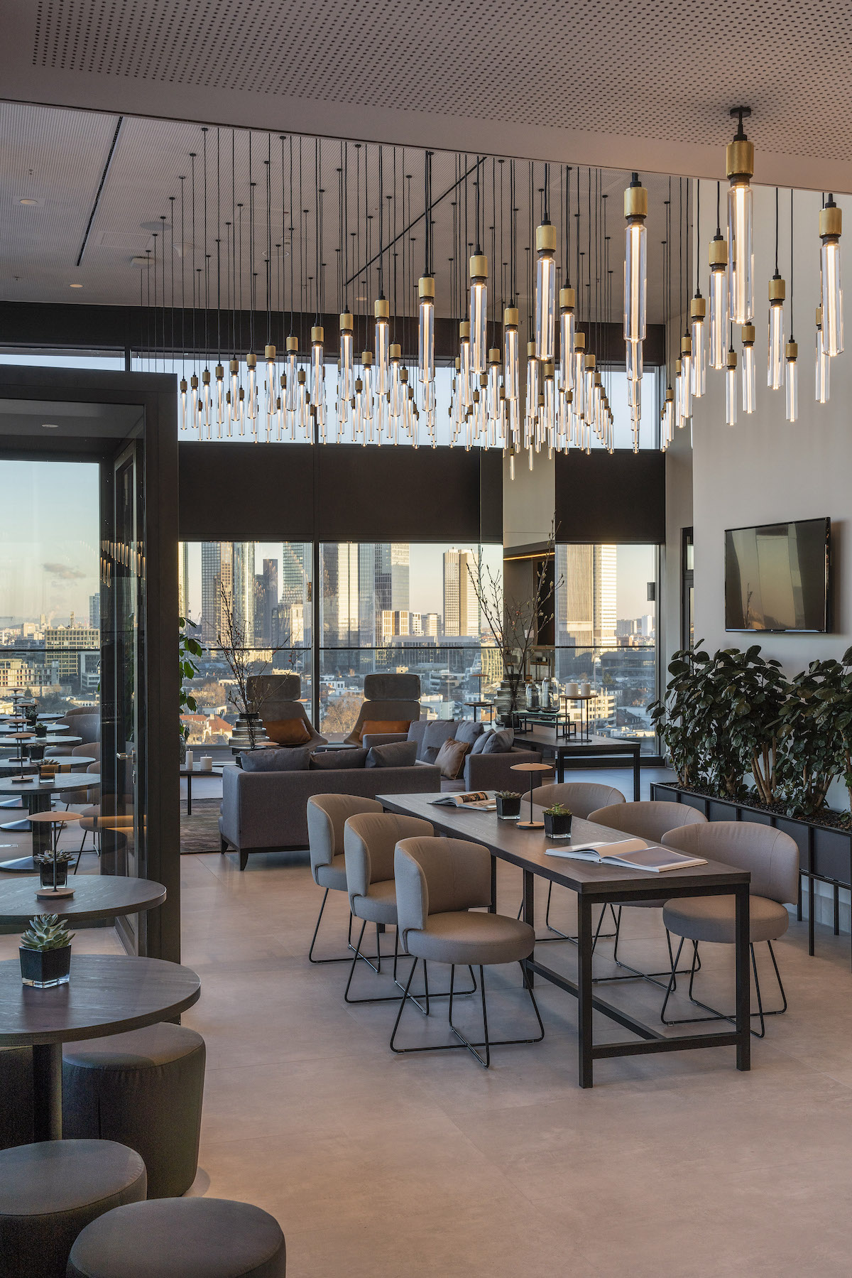 Lighting display inside The Level Lounge at Frankfurt Hotel