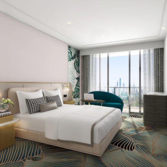 Render of sophisticated guestroom