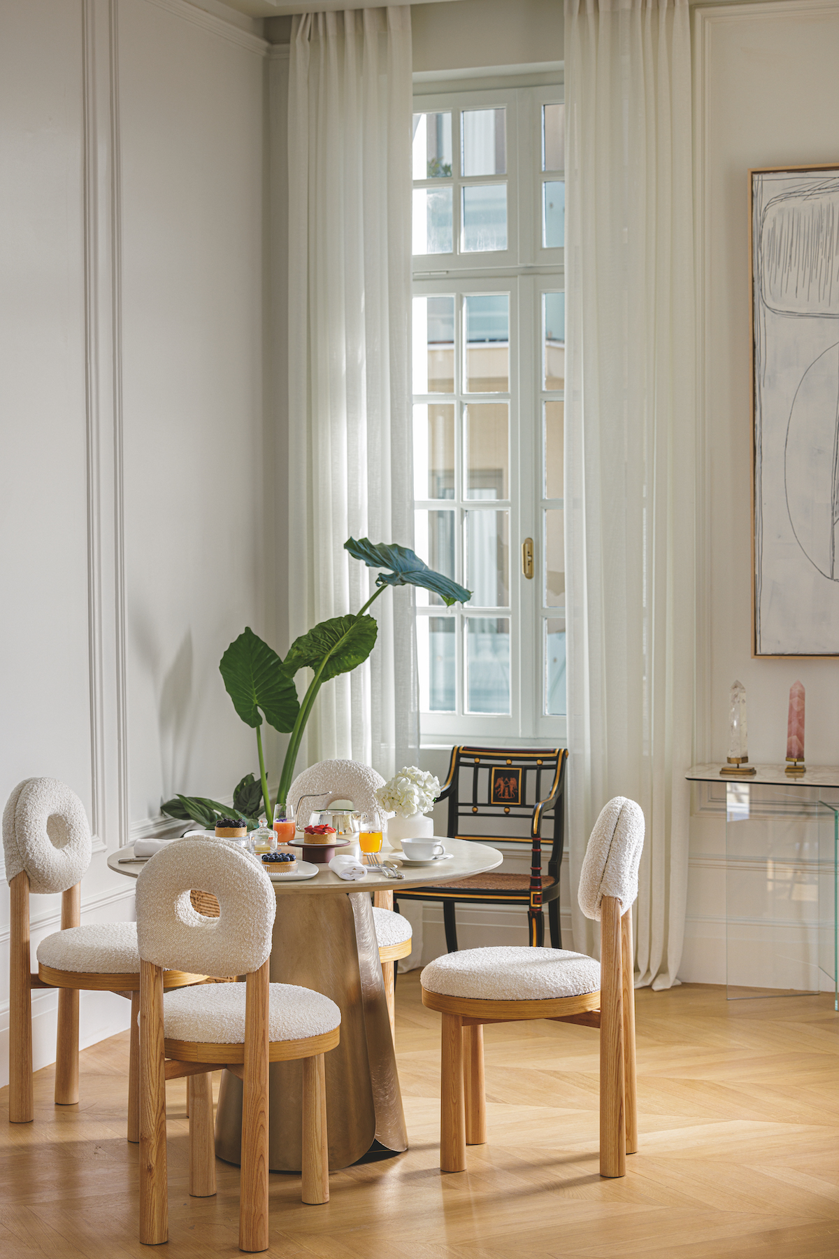 A contemporary lounge area in suite in Athens hotel