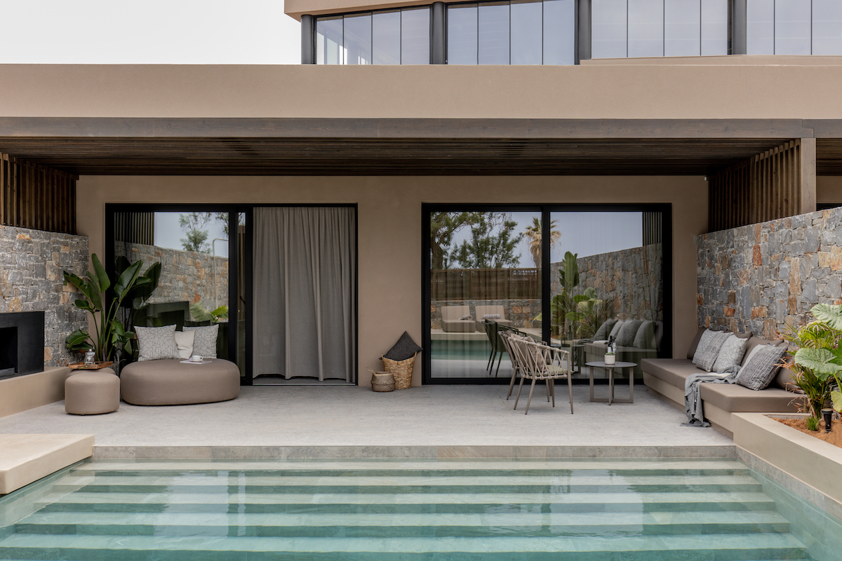 Pool outside suite at Wellness hotel in Crete