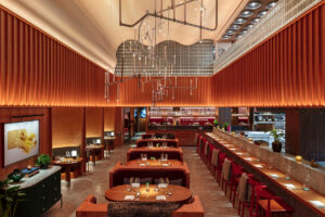 restaurant by Studio Frantzen in Harrods with statement lighting by Northern Lights