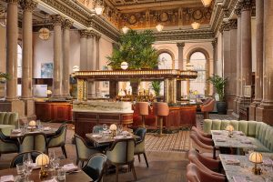 seating and dining tables in period interior design of Gleneagles Townhouse by Ennismore