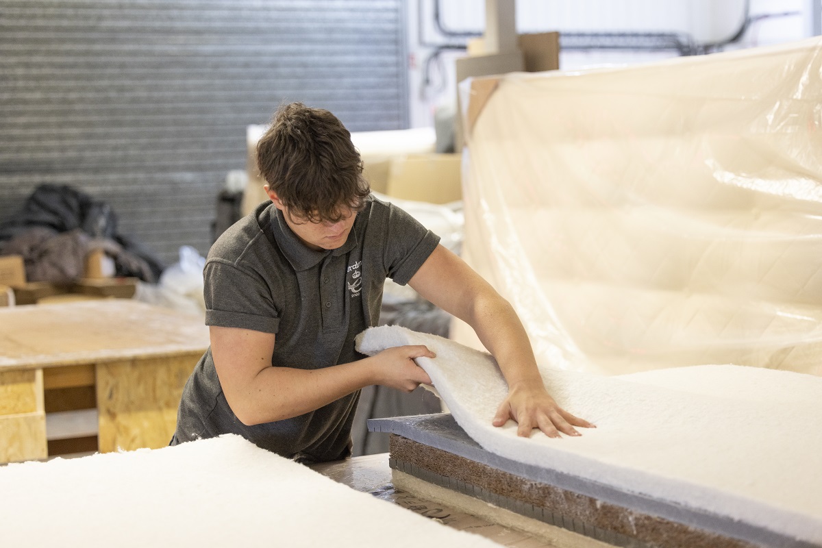 A worker in Naturalmat factory