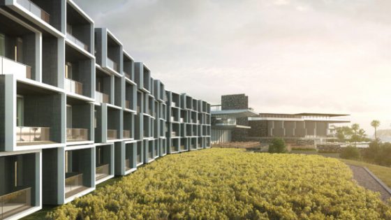 Render of architecture of JW Marriott in Jeju