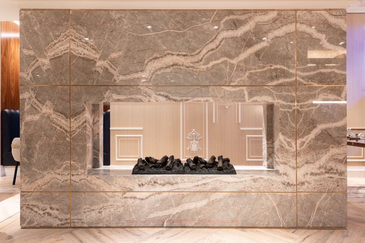 A marble fireplace