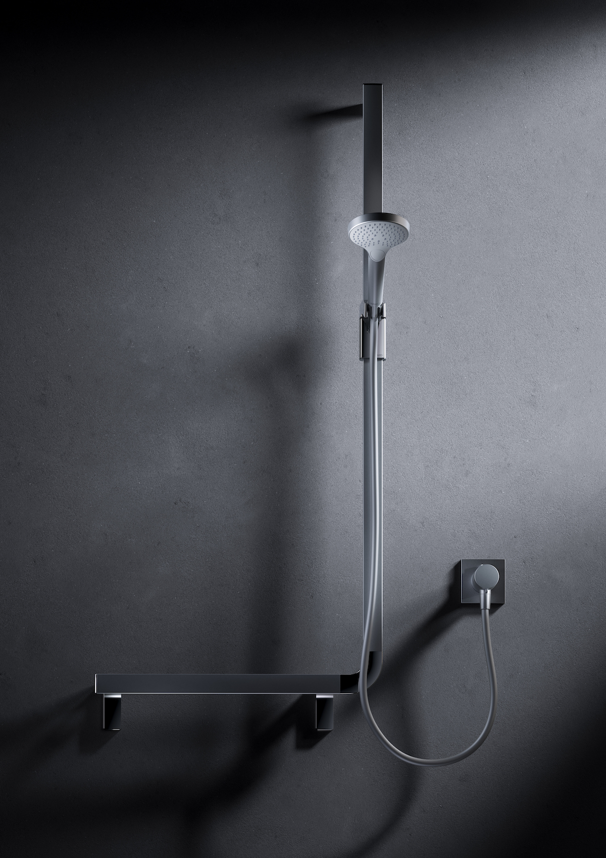 A modern shower designed by Studio Porsche and KEUCO