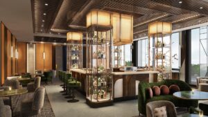 downlighting and focus lighting around the bar in Nobu Portman Square