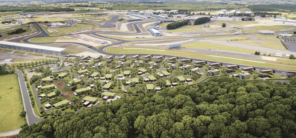 Establishing render shot of the development at the iconic British racetrack