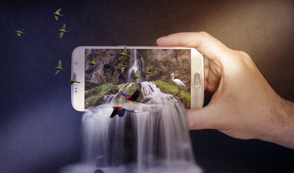 Waterfall coming out of phone